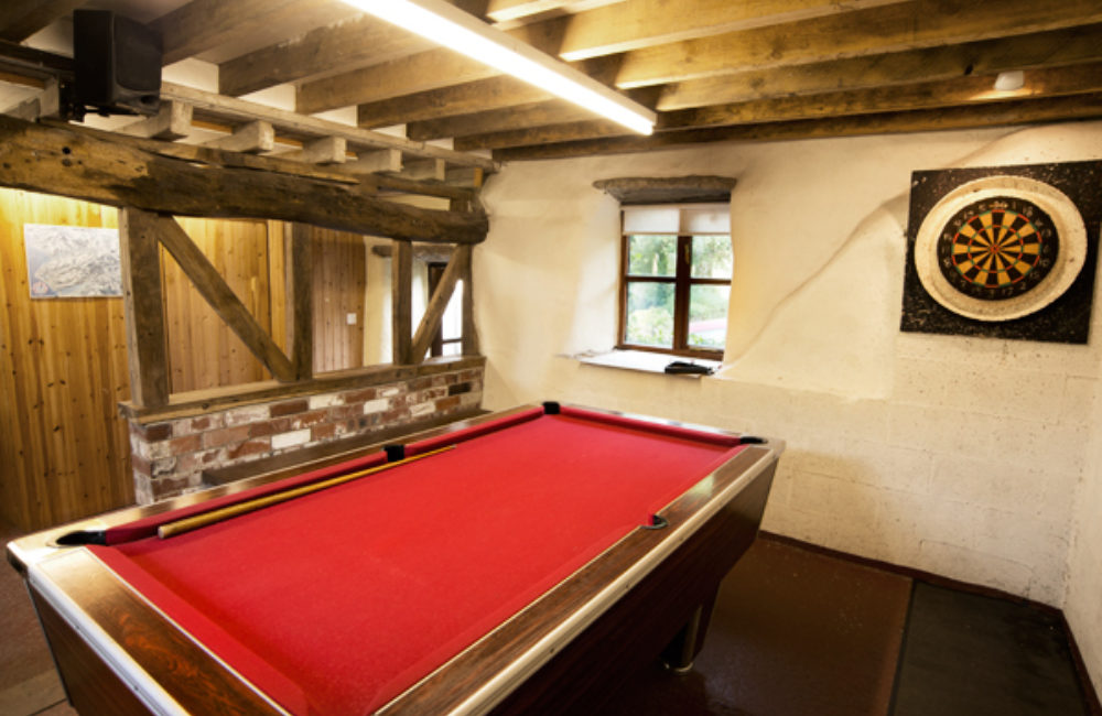 The games room in the separate barn